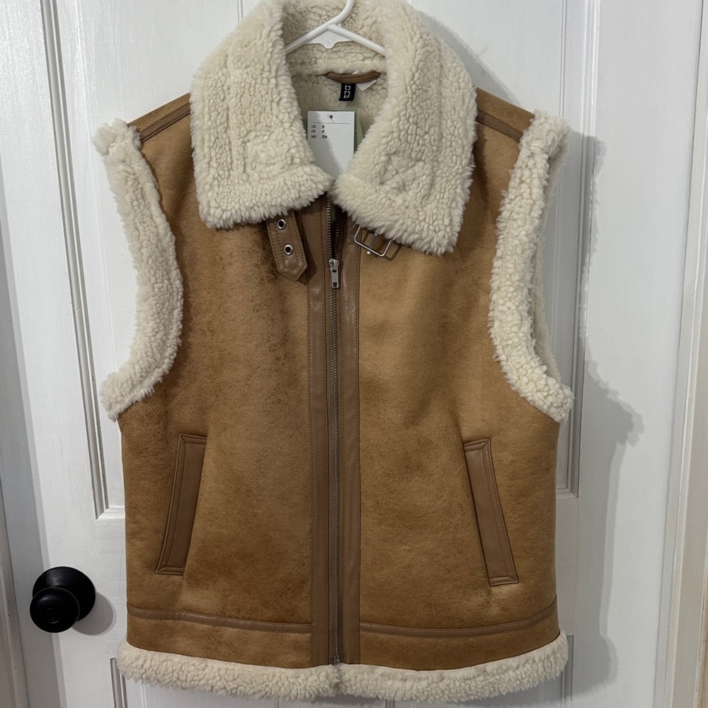 H&M Cream Shearling Vest